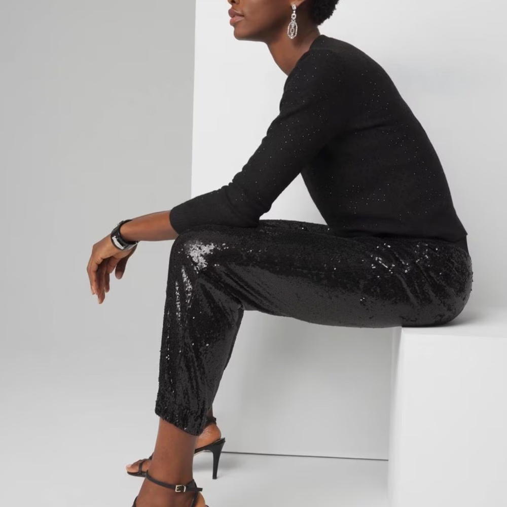 Express Black Sequin Joggers โ Size 2 (Stretchy, fits like 4-5) - Picture 3 of 4
